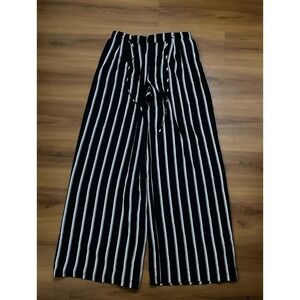 Womens Forever 21 Striped Tie Front Wide Leg Flowy Pants